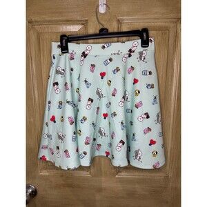 BT21 BTS Skater Skirt Light Blue With Korean Pop Elastic Waist and Pockets S NEW